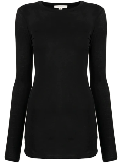 Nili Lotan Fitted Long Sleeve T-shirt In Jet Black