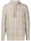 MAISON FLANEUR CHECK-PATTERN KNITTED HOODIE