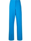 Ferragamo High-waisted Straight-leg Trousers In 蓝色