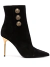 Balmain Roni Button-detail Suede Boots In 黑色