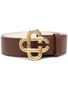 Casablanca Brown Logo Buckle Leather Belt In 褐色