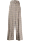 Rokh Houndstooth Belted Waist Trousers In 褐色