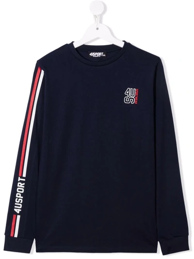 Cesare Paciotti 4us Kids' Long-sleeve Logo Top In 蓝色