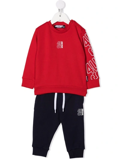 Cesare Paciotti 4us Baby Tracksuit Set In 红色