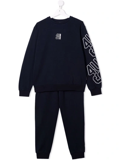 Cesare Paciotti 4us Teen Logo-print Cotton Tracksuit Set In 蓝色