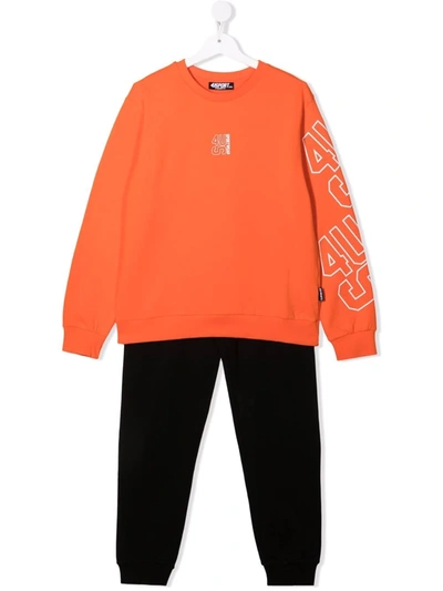 Cesare Paciotti 4us Kids' Logo Tracksuit Set In 橘色