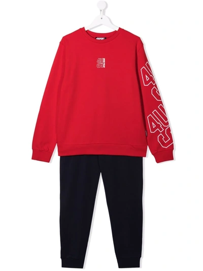 Cesare Paciotti 4us Kids' Logo Tracksuit Set In 红色