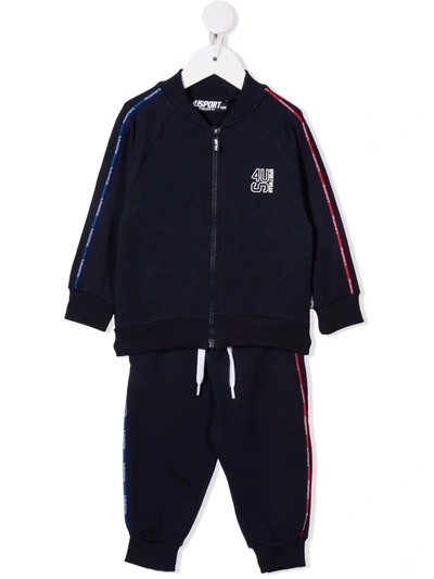 Cesare Paciotti 4us Babies' Logo-print Cotton Tracksuit Set In 蓝色