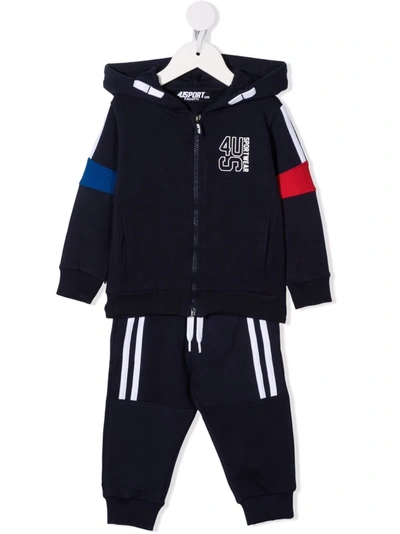 Cesare Paciotti 4us Babies' Striped Cotton Tracksuit Set In 蓝色