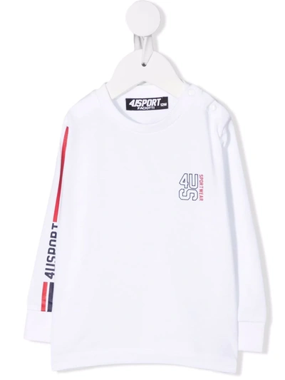 Cesare Paciotti 4us Babies' Long-sleeve Logo Sweatshirt In 白色