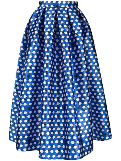 Alessandro Enriquez Sheep-print Pleated Skirt In 蓝色
