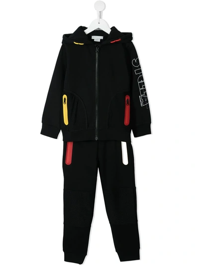 Stella Mccartney Logo-print Colour-block Tracksuit Set In 黑色