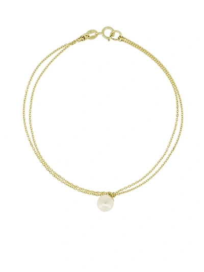 Poppy Finch 14kt Yellow Gold Double Chain Pearl Bracelet In 金色