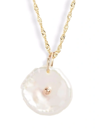 Poppy Finch 14kt Yellow Gold Petal Pearl Necklace In 金色
