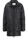 Ganni Black Down Jacket In Recycled Nylon And Pockets In Grigio