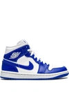 Jordan Air  1 Mid Women's Shoes In White,white,hyper Royal