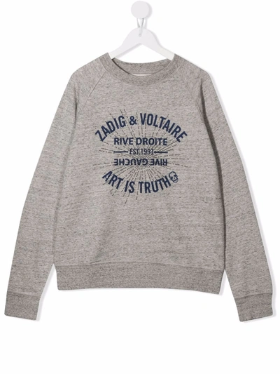 Zadig & Voltaire Teen Logo-printed Sweatshirt In 灰色