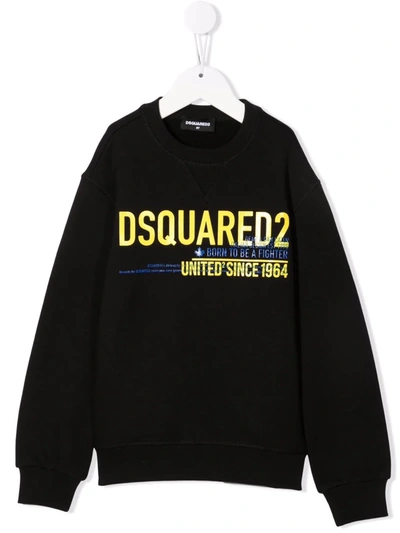 Dsquared2 胶浆印花logo棉质卫衣 In Black