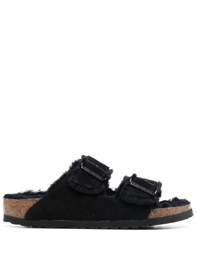 Birkenstock Brikenstock Arizona Shearling Unisex Black Sandals