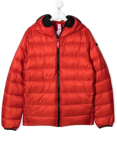 Ai Riders On The Storm Young Kids' Pompom-detail Padded Coat In 红色