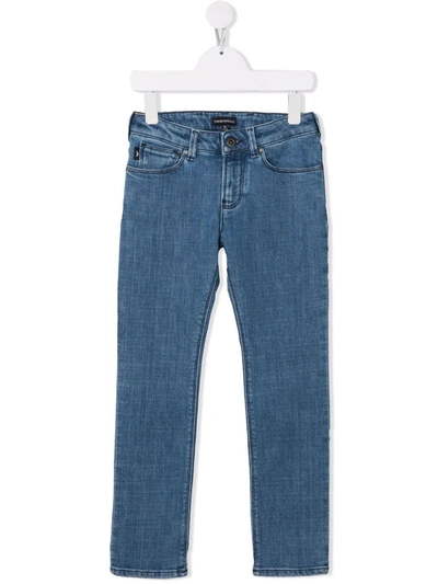 Emporio Armani Kids' Straight-leg Jeans In 蓝色