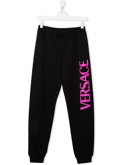 Versace Kids' Logo-print Relaxed Track Pants In Black