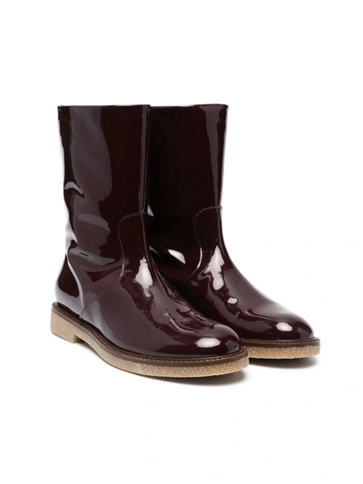 Bonpoint Polished-finish Boots In 红色