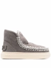 MOU CROCHET STITCH-TRIM SNEAKER BOOTS