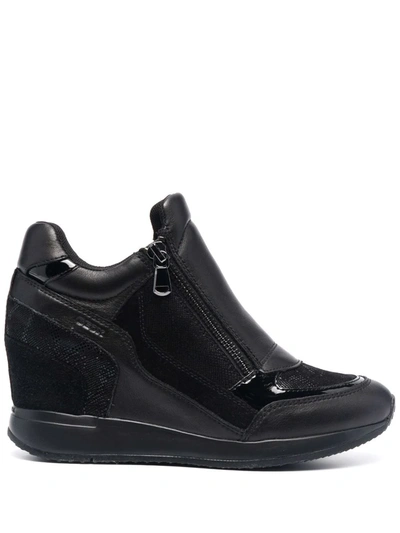 Geox Panelled-design High-top Trainers In Black