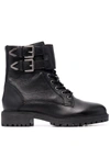 Geox Lace-up Leather Boots In 黑色