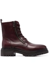 GEOX POLISHED LEATHER LACE-UP BOOTS