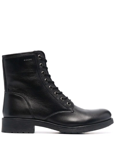 Geox Lace-up Ankle Boots In 黑色