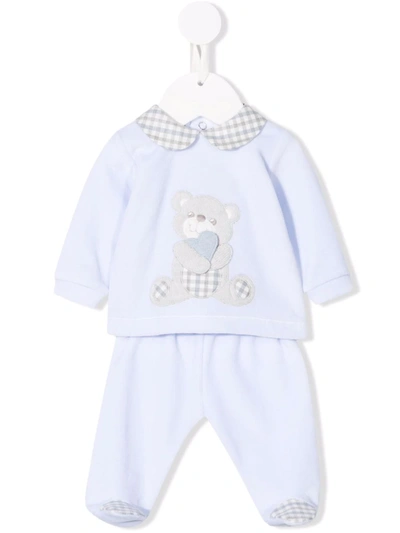 Colorichiari Babies' Teddy Bear-embroidered Tracksuit In 蓝色