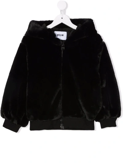 Msgm Kids' Embroidered-logo Bomber Jacket In Black