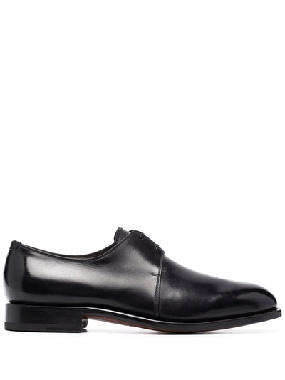Ferragamo Almond-toe Lace-up Derby Shoes In 黑色