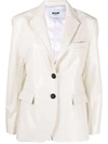 Msgm Crackle-effect Eco Leather Blazer In 白色