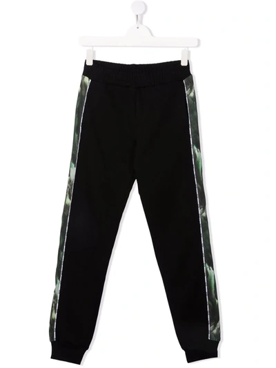 Msgm Teen Logo-print Cotton Track Trousers In 黑色