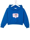 Chiara Ferragni Eye-like Cropped Hoodie In 蓝色