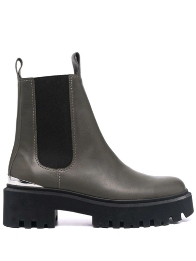 Maje Felsea Leather Chelsea Boots In Bruns