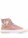 See By Chloé Embroidered-logo High-top Trainers In 粉色