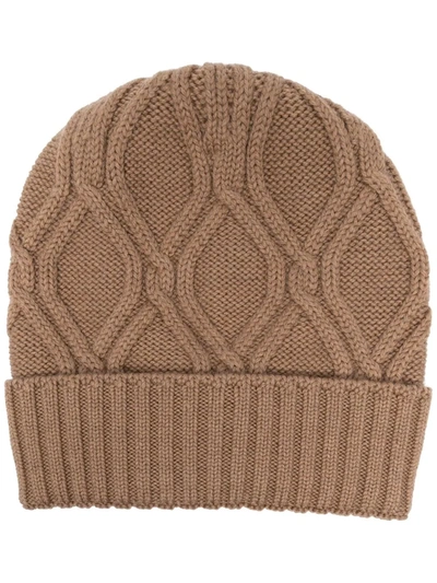 Lardini Cable-knit Wool Beanie In 中性色