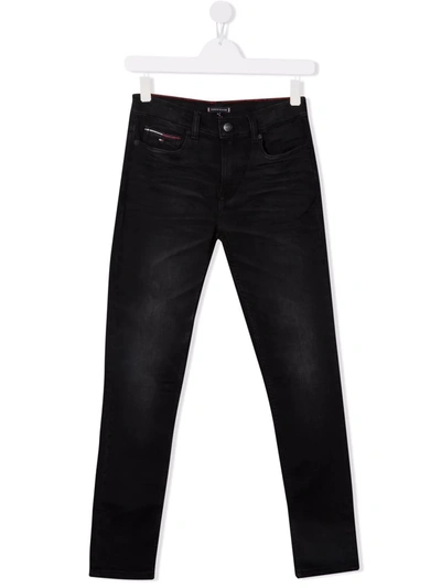 Tommy Hilfiger Junior Teen Brushed Straight-leg Jeans In 黑色