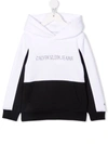 CALVIN KLEIN COLOUR-BLOCK LOGO-PRINT HOODIE