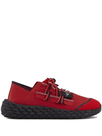 Giuseppe Zanotti Men's Urchin Low-top Leather Trainers In Red