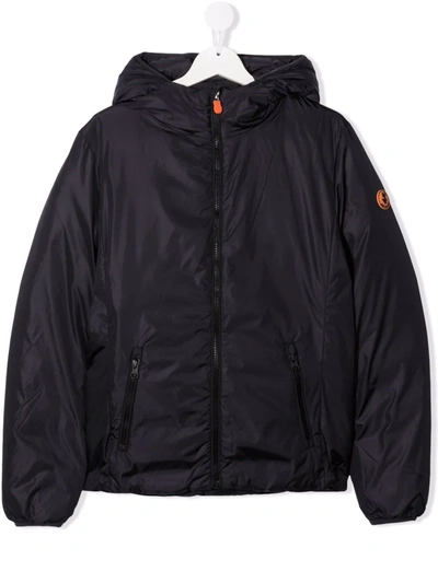 Save The Duck Teen Hooded Bomber Jacket In 黑色