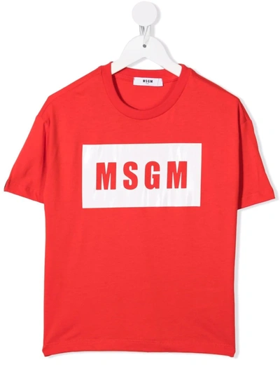 Msgm Box Logo-print Cotton T-shirt In 红色
