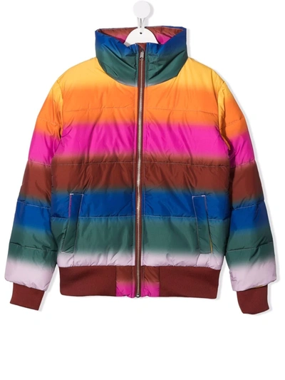 Molo Teen Rainbow-stripe Padded Jacket In Multicolore