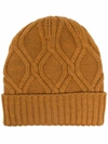 LARDINI CABLE-KNIT WOOL BEANIE