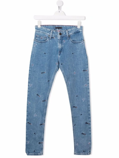 Tommy Hilfiger Junior Teen Logo Motif-embroidered Skinny Jeans In 蓝色