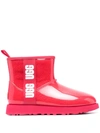 Ugg Classic Clear Mini Rubber Ankle Boots In 粉色